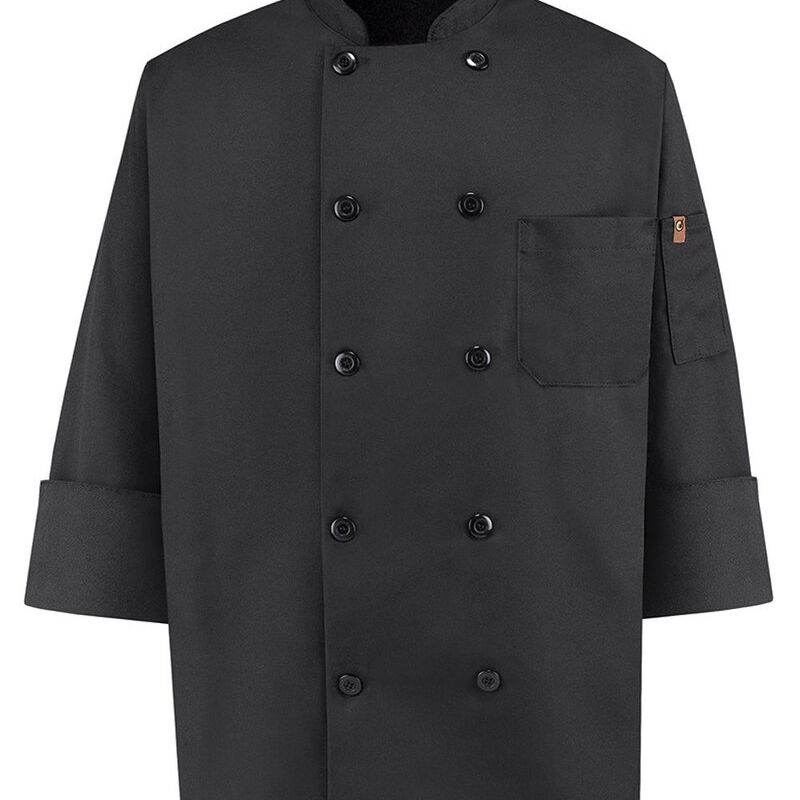 Ten Pearl Button Black Chef Coat Thumbnail