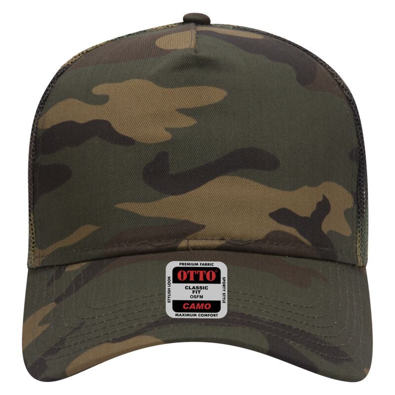 OTTO CAP Camouflage 5 Panel Mid Profile Mesh Back Trucker Hat Thumbnail