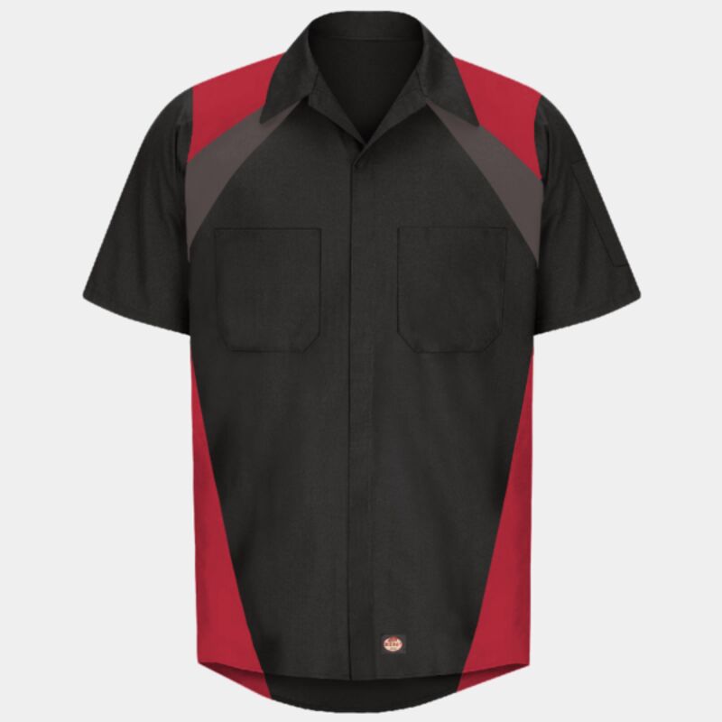 Men's Tri-Color Short Sleeve Shop Shirt Thumbnail